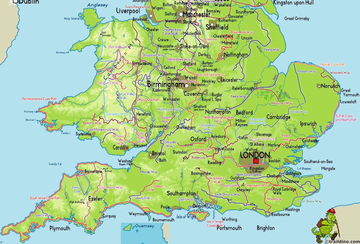 Карта на Южна Англия - на картата юг обединеното кралство (Северна